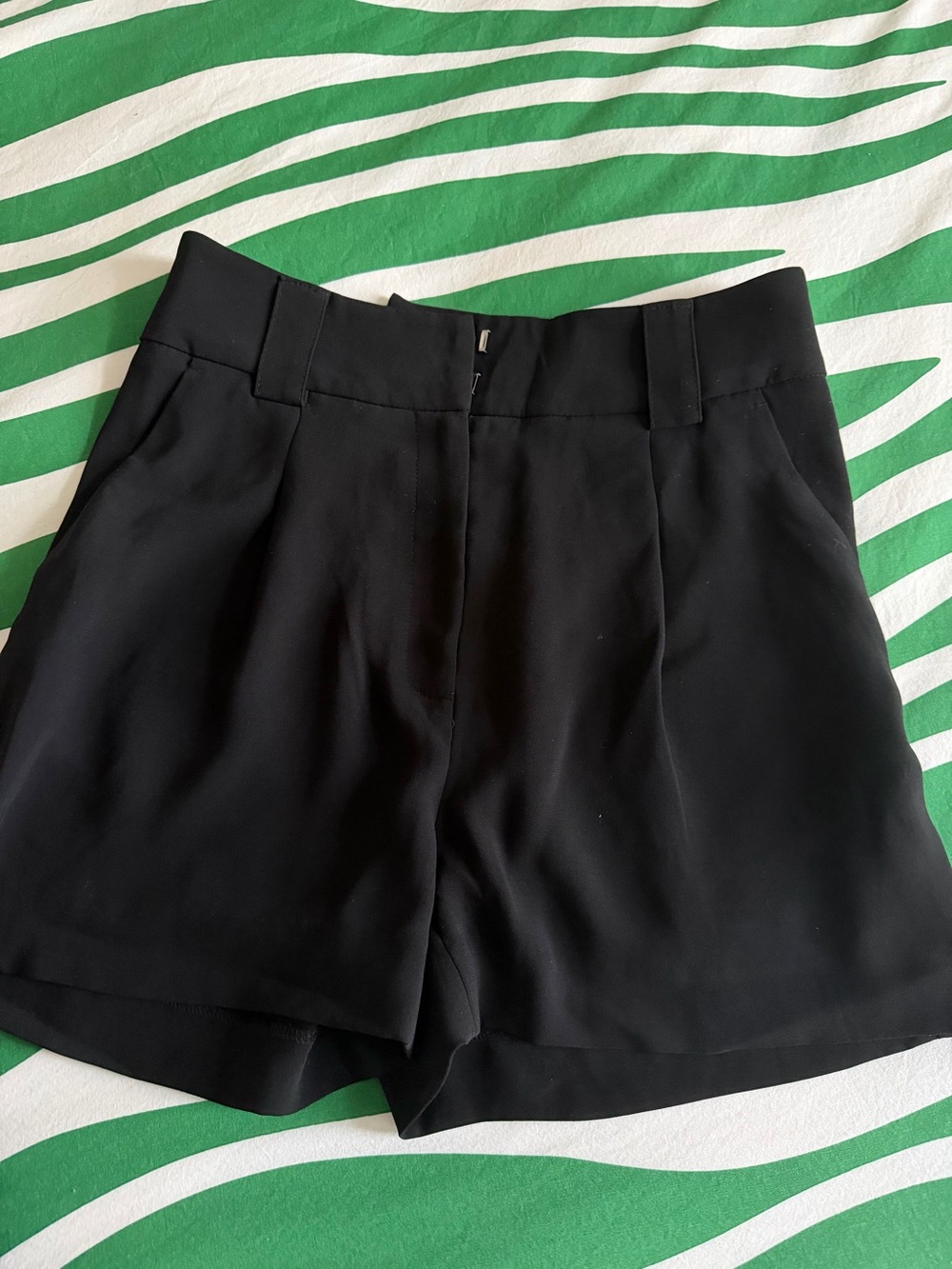 H&M Black High-Waist Tailored Shorts
